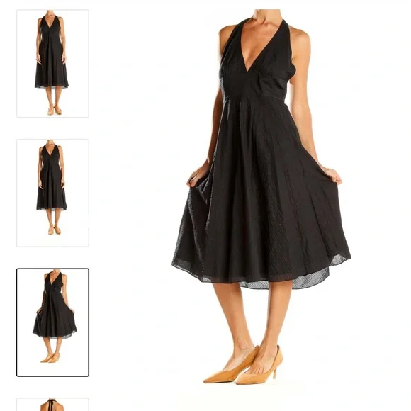 J.Crew, Black Classic Fit & Flare Cotton Halter Dress